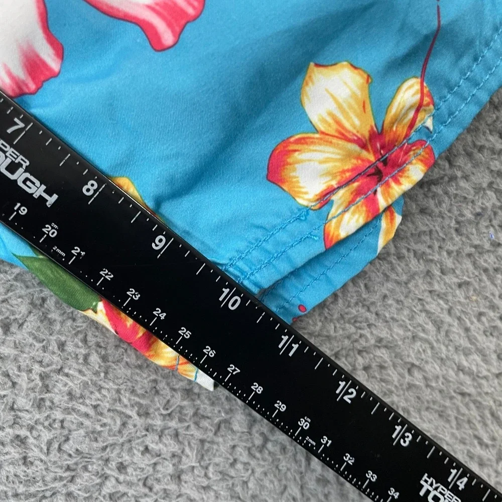 Ocean Pacific OP Swim Trunks Men XL Blue Floral Hibiscus Lined Beach Surf
